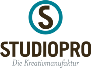 Logo der Studiopro GmbH, Werbeagentur aus Düren für für Grafikdesign, Logoentwicklung und Branding, Print- und Verpackungsdesign und Webdesign